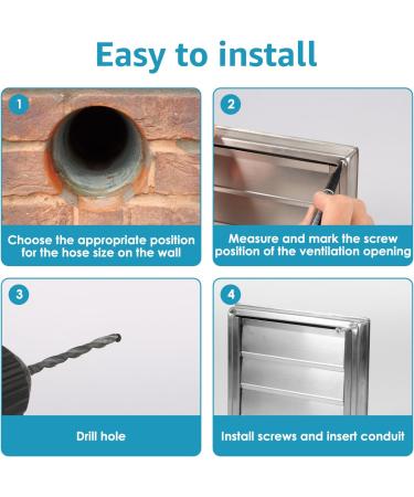Dryer Vent Cover Stainless Steel Wall Exhaust Vent Cover with 4 Screws Weatherproof Exterior Wall Vent Cover Rustproof Dryer Vent Cover for Dryer and Extractors CA - Buy Online on GoSupps.com