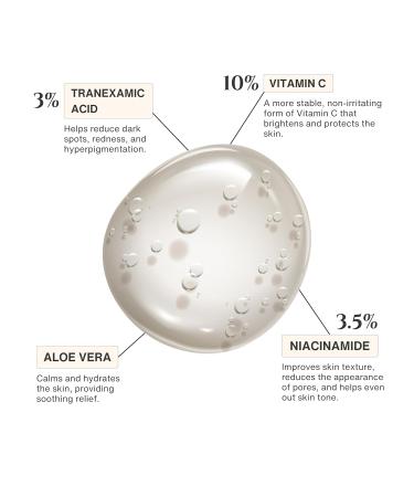 Govertex Clarity Vitamin C Serum - 3% Tranexamic Acid 10% Vitamin C (SAP) 3.5% Niacinamide & Aloe Vera. Discoloration & Brightening Serum. Evens Skin Tone. Fragrance Free. 2fl oz. - Buy Online on GoSupps.com