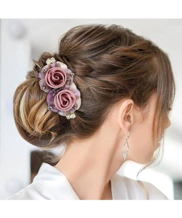 inSowni 5 Pack Glitter Rhinestone French Barrettes with Rose Flower Snap Hair Clips - Women's Accessories - Buy Online on GoSupps.com