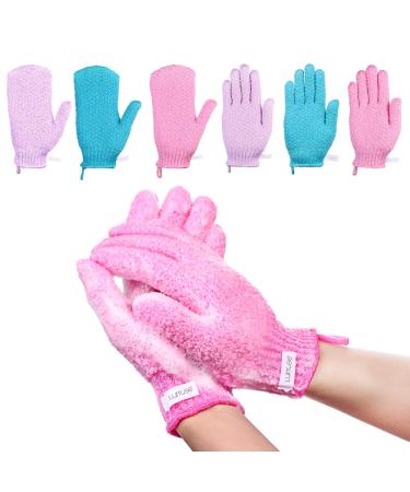 Exfoliating Gloves Scrubbing Bath Gloves Double Sided Bathwater Scrubbing Massage Gloves for Men Women Kids 6 Pairs