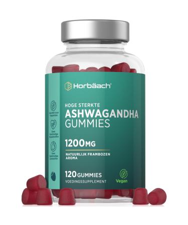 Horbaach Ashwagandha Gummies 1200mg Ashwagandha extract per daily serving 120 vegan gummies for 2 months supply with 5 Withanolides Natural Raspberry Flavor Horbach