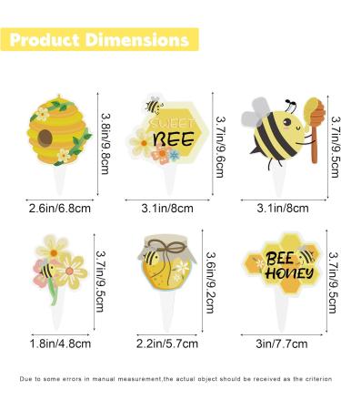 12Pcs Bumble Bee Cupcake Toppers Bee Honeycomb Sunflower Shape Cupcake Picks Decorations for Kids Girls Birthday Baby Shower Honey Bee Themed Party Supplies Cake Decor Bee Day - Buy Online on GoSupps.com