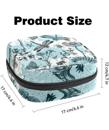 Portable Storage Bags for Women's Bandages & Menstrual Products | Aesthetic Blue Insect & Flower Pattern - Buy Online on GoSupps.com