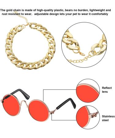 7-Piece Pet Sunglasses Gold Chain Costume Set for Cats and Dogs - Funny Cute Cat Glasses Retro Cosplay - Vivid Colors & Lovely Style - Buy Online on GoSupps.com