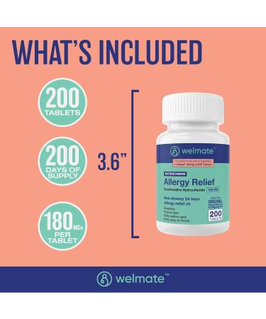 WELMATE Ultimate Allergy Relief Duo: Fexofenadine HCl 180mg (200 Ct) & Cetirizine HCl 10mg (100 Ct) | Dual-Action 24hr Allergy Support - Buy Online on GoSupps.com