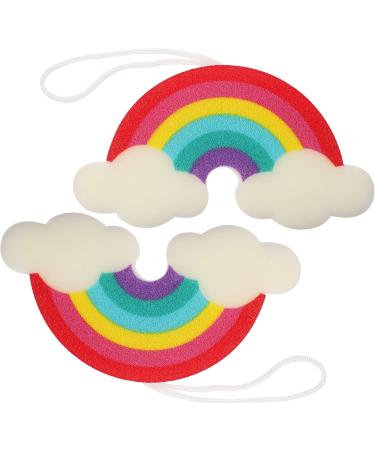 Frcolor 2pcs Kids Bath Sponge Balls - Super Absorbent Rainbow Shower Cleaners for Toddlers & Children | Body Peeling Spa Essentials - Buy Online on GoSupps.com