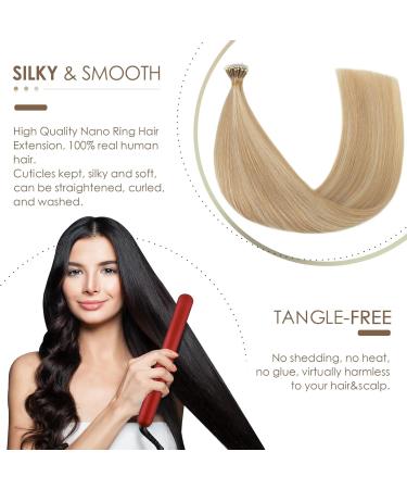 Nano Ring Hair Extensions 20inch 1g/s Pre Bonded 50g Nano Tip Bondings 100% Real Remy Human Hair #18P613 Ash Blonde&Bleach Blonde 20 Inch #18P613 Ash Blonde&Bleach Blonde - Buy Online on GoSupps.com
