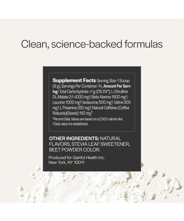 Gainful Pre Workout Powder - Caffeine L-Theanine BCAAs Energy & Muscle Support - Watermelon Flavor (14 Servings - Buy Online on GoSupps.com