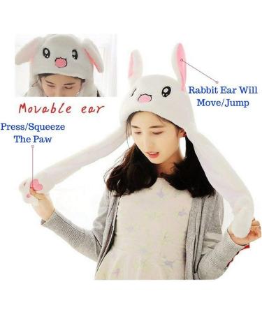 Cute Plush Rabbit Jumping Hats for Girls & Women - Fuzzy Winter Caps - Stitch Blue - Kids 30x50cm - Buy Online on GoSupps.com