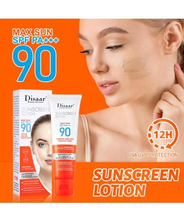 Tinted Sunscreen SPF 90 - Ultra-Light Fluid Broad Spectrum Face Sunscreen with Vitamin E & Niacinamide - Oil-Free Formula for UVA and UVB Protection - 1PC - Buy Online on GoSupps.com