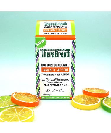 TheraBreath Immunity Support Throat Health Lozenges - Mild Citrus Mint (10 Count) - Buy Online on GoSupps.com