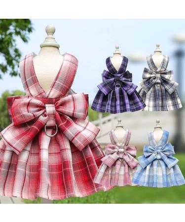 MYKOMI Pet Cat Dog Harness Cute Checkered Bowknot Mesh Breathable Vest For Small Dogs Cats Costume Torso Harness Stylish Ribbon Walking Harness & Leash Set (XS 1-3lb Pink) XS 1-3lb Pink - Buy Online on GoSupps.com