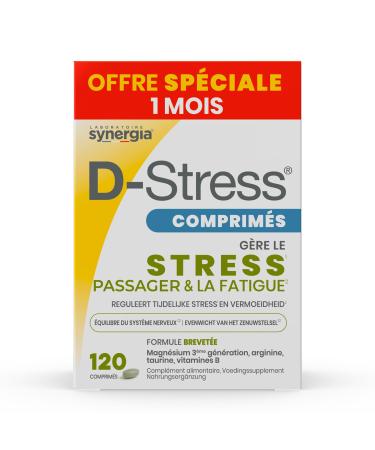 D-Stress D-STRESS 120 Tablets Special Offer 1 Month | 3rd Generation Magnesium + Taurine + Arginine + B Vitamins | Manages Daily Stress and Reduces Fatigue | Laboratoire SYNERGIA