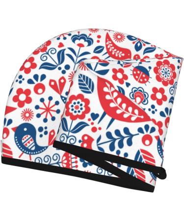 Hair Towel Wrap - Quick Drying Turban with Button | Soft Birds Flowers Design | Ideal Hair Drying Solution - Buy Online on GoSupps.com