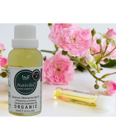 Nativilis Biological Geranium Essential Oil - Therapeutic Benefits Antimicrobial Antiviral Antioxidant Anti-Aging - Copaiba Aromatherapy - International Shipping - Buy Online on GoSupps.com