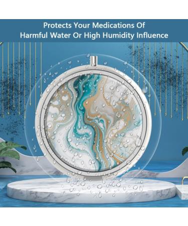 Portable 3-Compartment Pill Can - Decorative Green Marbling Pill Box for Vitamins & Medicines | Unique Gift & Organizer - Buy Online on GoSupps.com