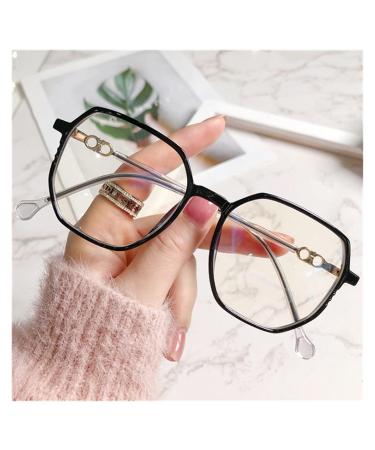 Kdoq reading glasses glasses women anti-blue light glasses student vintage oversized glasses done girl glasses (color: black size: +2.0)