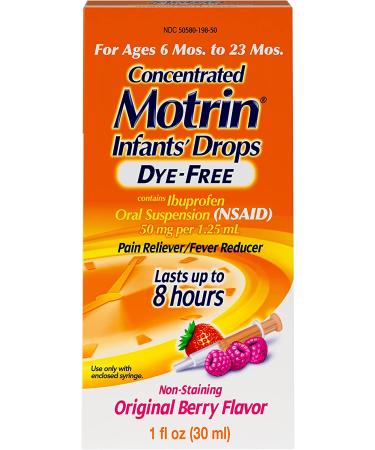 Infants' Motrin Concentrated Liquid Medicine Drops with Ibuprofen  Berry  1 fl. oz Original Berry  Dye-Free 1 Fl Oz (Pack of 1) - Buy Online on GoSupps.com