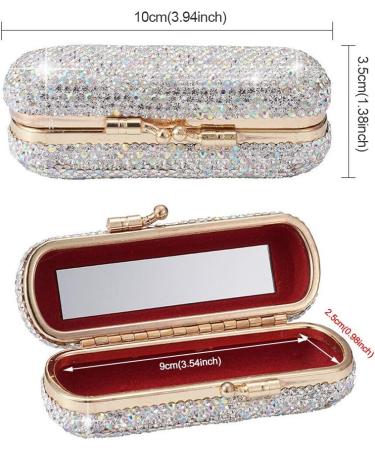 Crystal Lipstick Case Holder with Mirror | Glitter Diamonds Rhinestone Clip | Luxury Lip Gloss Organizer - Buy Online on GoSupps.com