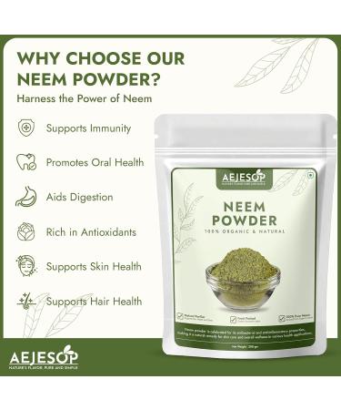 AEJESOP NEEM Powder | Detoxifier | Support Skin Health & Hair Growth | 100% Pure Neem Leaf Powder | Azadirachta Indica 7oz (200g) - Buy Online on GoSupps.com