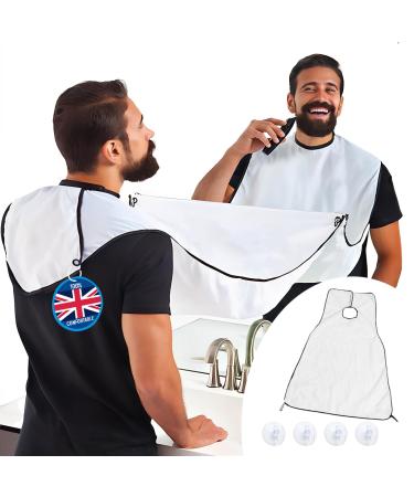 nedit Beard Bib Beard Trimmer Catcher - Shaving Bib Apron with 2 Suctions (+2 Additional) Grooming Accessory Nylon Beard Trimming Gift for Men