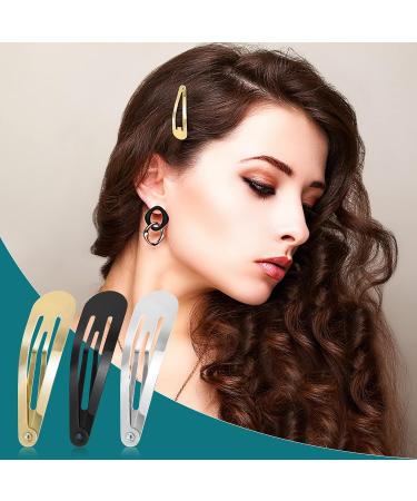 Lusofie 60Pcs 2 Inch Metal Hair Snap Clips for Women Girls with Storage Box - Gold, Silver, Black | Simple Snap Barrettes - Buy Online on GoSupps.com