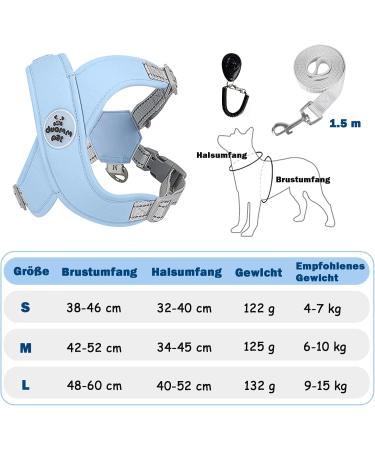 Buy Dog Harness for Small Dogs - No Pull Reflective Soft Vest & Leash - Safe & Comfortable - Blue - Buy Online on GoSupps.com