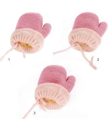 Kids Winter Warm Plush Knitted Gloves with String | Toddler 1-3Yrs | Orange/Bear - Buy Online on GoSupps.com