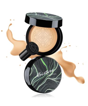 Mushroom Head Air Cushion CC Cream Foundation Full Coverage Moisturizing Oil Control Waterproof Long-Lasting Even Skin Tone Natural Cream Foundation for Mature Skin (Natural)