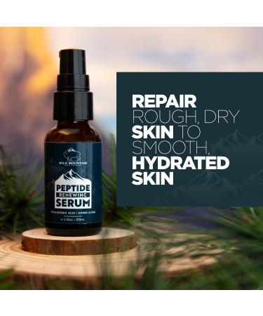 Wild Mountain Peptide Face Serum for Men - Hydrating Hyaluronic Acid & Collagen Boosting - Anti-Aging & Brightening 1 oz | International Shipping Available - Buy Online on GoSupps.com