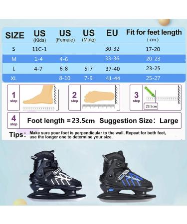 DUWIN Adjustable Ice Hockey Skates | Black Blue XL | For Boys Girls Youth Men Women Beginners | Size (8-10) Women's / (7-9) Men's - Buy Online on GoSupps.com
