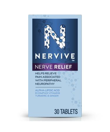 Nervive Nerve Relief Helps Relieve Pain associated with Peripheral Neuropathy Alpha Lipoic Acid ALA Vitamins B1-Thiamine B6 & B12 Turmeric Ginger 30-Day Supply 30 Count