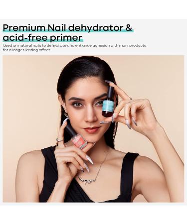 Modelones 5Pcs Nail Primer & Dehydrator Set with Base Top Coat, No Wipe Formula, and Cuticle Oil - Buy Online on GoSupps.com