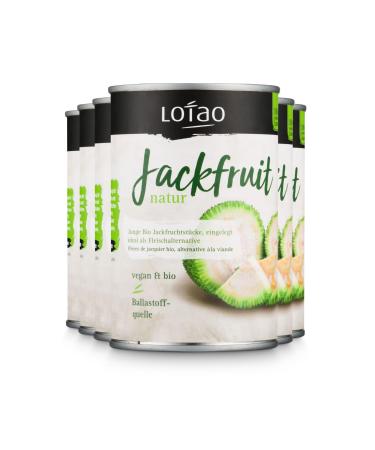Lotao Bio Jackfruit Nature: Young Jackfrucht pieces in the can 6x400g |Vegan meat replacement: fresh natural and without additives or soy |Ideal for vegan roulades goulash curry and Co. 400 g (6 Pack) - Buy Online on GoSupps.com