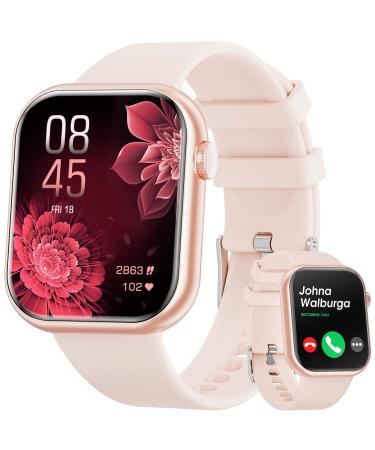Smart Watch (Answer/Make Calls), 2023 Newest 1.83 Inch Fitness Tracker, Heart Rate/Sleep Monitor/Pedometer/Calories, Multiple Sports Modes, Waterproof Women's Men's Fitness Watch for Android iPhone Pink