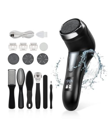 Electric Feet Callus Remover with Vacuum Rechargeable Waterproof Pedicure Foot File Professional Pedicure Kit Callus Removers feet Tool, Foot Care for Women Men Hard Cracked Dead Skin(Black) 1 Count (Pack of 1) Black Callu