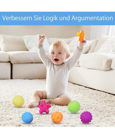 Daklunar 6-Piece Colorful Sensory Ball Set | Textured Baby Toys for 0-8 Months | Multi Ball Set for Sensory Development - Buy Online on GoSupps.com