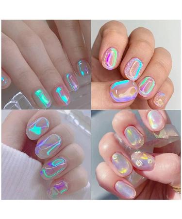 Gradient Aurora Glass Nail Art Stickers - 8 Sheets | Broken Glass Foil Transfers for Women DIY Nail Decoration - Buy Online on GoSupps.com
