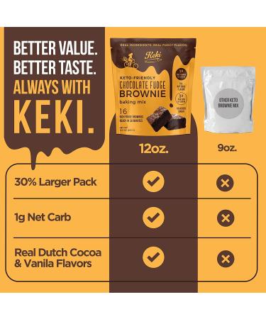 Keto Chocolate Fudge Brownie Mix - Low Carb, No Sugar Added, Real Dutch Cocoa - 16 Brownies - Vanilla & Espresso - Keki (1pack) - 12.8oz - Buy Online on GoSupps.com