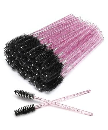 Akstore 100 Pack Disposable Eyelash Mascara Brushes Eyelash Brush Wands Applicator Makeup Kits (Colorful-Rose)