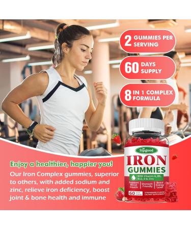 2 Pack Iron Gummies for Women & Men - Vegan Iron Supplement for Anemia & Iron Deficiency with Vitamin B12 Vitamin C Zinc Folate - Energy Boost Sugar-Free Strawberry Flavor 120 Count Strawberry 60 Count (Pack of 2) - Buy Online on GoSupps.com