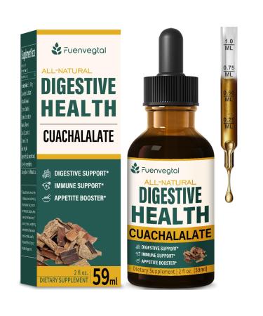Cuachalalate Digestive Drops: Herbal Supplement w/Licorice Root Dandelion Clove Cancerina Extracts for Upset Stomach Relief Gastric Health & Immune System Support. 2oz Cuachalalate 2 Fl Oz (Pack of 1)