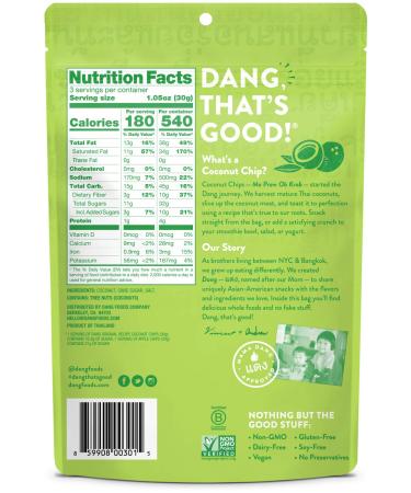 Dang Coconut Chips 3.17 oz | Crunchy, Healthy Snack | Buy Online - Buy Online on GoSupps.com
