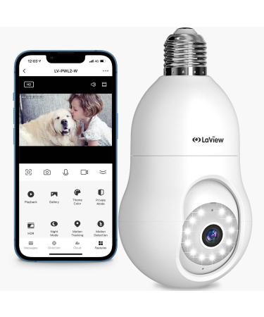 LaView 4MP Bulb Security Camera 2.4GHz,360 2K Security Cameras Wireless Outdoor Indoor Full Color Day and Night, Motion Detection, Audible Alarm, Easy Installation, Compatible with Alexa White - Buy Online on GoSupps.com