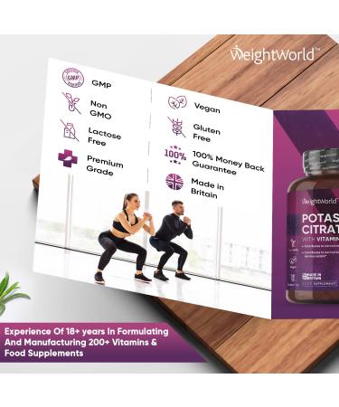 High Strength Potassium Supplement 1460mg with Vitamin C - 3 Months Supply - 180 Vegan Tablets for Muscle Function and Electrolyte Support - Buy Online on GoSupps.com