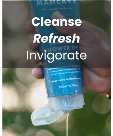 ManCave Sea Salt Shower Gel for Men - Natural Vegan Formula with Coastal Aroma Sulphate & Paraben Free 200ml - Buy Online on GoSupps.com