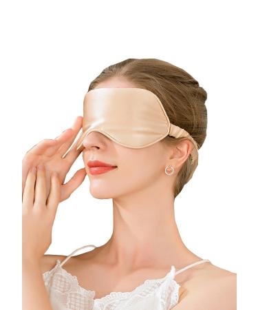 METWAY Silk Eye Mask Sleeping/Satin Slip Silk Night Eye Mask with Cold Or Hot Compress Pad Comfort Healthy Eyeshade Gold