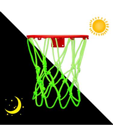 Nightlight Mini Basketball Net Basketball Hoop Net 8 Loop Replacement Portable Nylon Glow in The Dark Basket Ball Net for Children Outdoor Sun Powered Hoop Sports Gifts 8-10.25 Inch Rims