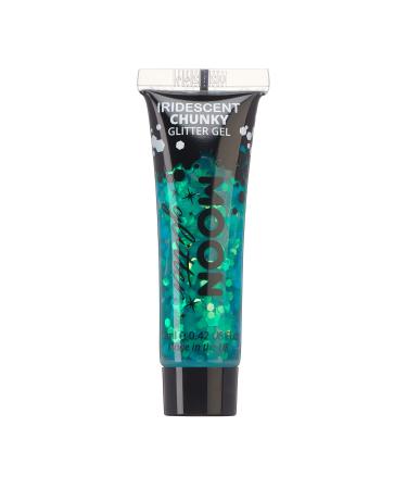 Iridescent Chunky Face & Body Glitter Gel by Moon Glitter - Green - Cosmetic Festival Glitter Face Paint for Face Body Hair Nails - 12ml - Buy Online on GoSupps.com