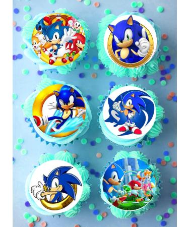 24 x Pre-Cut Sonic 1 Edible Stand up Wafer Paper Cupcake Toppers Cake Decorations Birthday Party - Buy Online on GoSupps.com